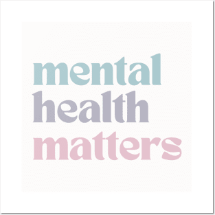 Mental Health Matters | Retro Quote French Gray Posters and Art